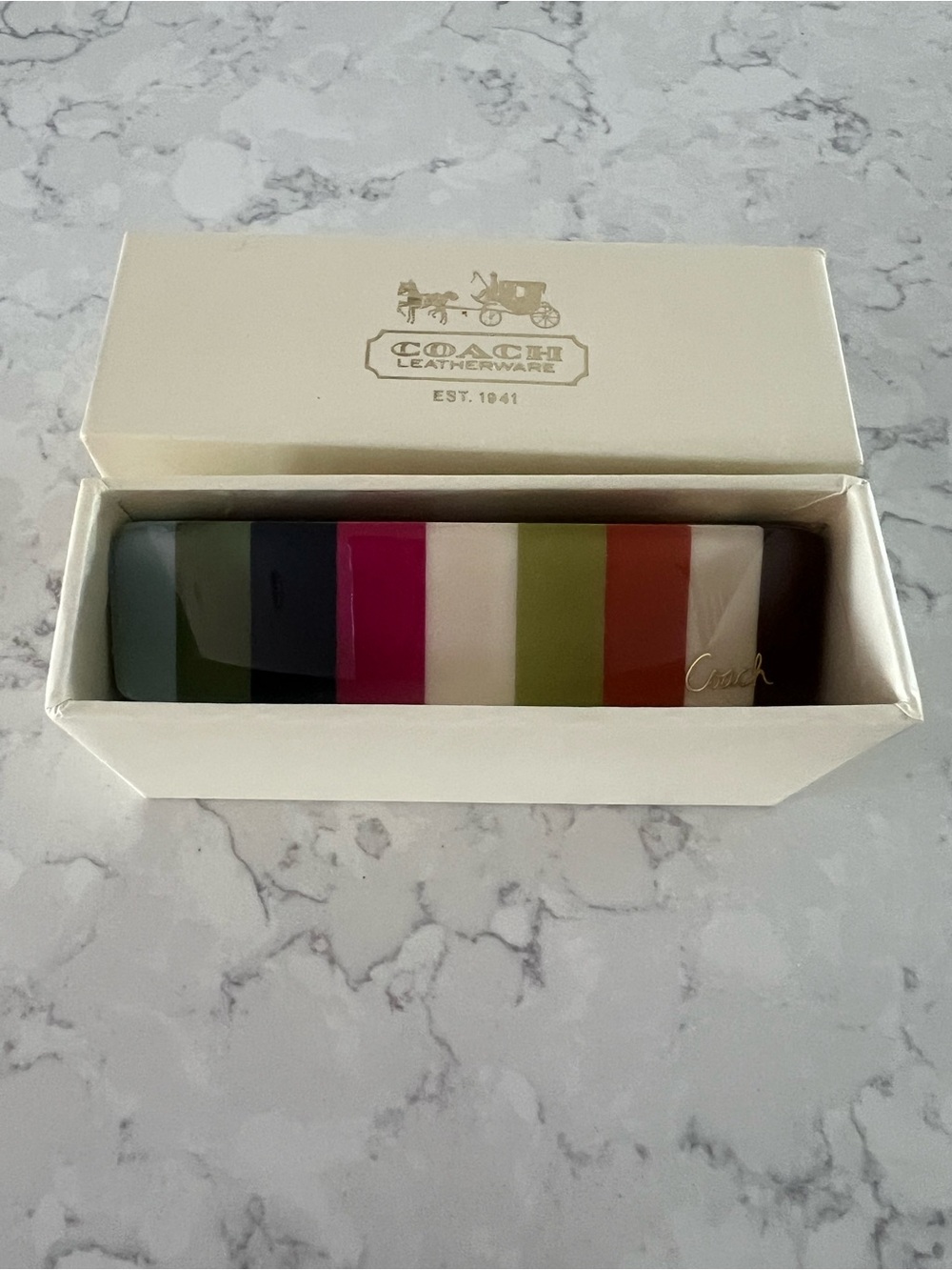 Coach Legacy Multicolor Striped Hair Clip NIB - Picture 5 of 8